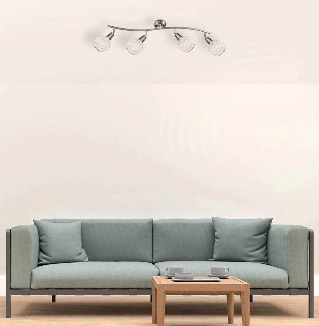 Globo Elliot XL Plafondspot 4-lichts Nikkel mat - afbeelding 6 van 6