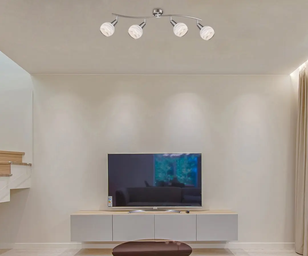 Globo Elliot XL Plafondspot 4-lichts Nikkel mat