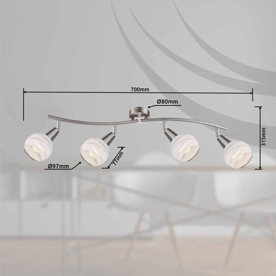 Globo Elliot XL Plafondspot 4-lichts Nikkel mat - afbeelding 3 van 6