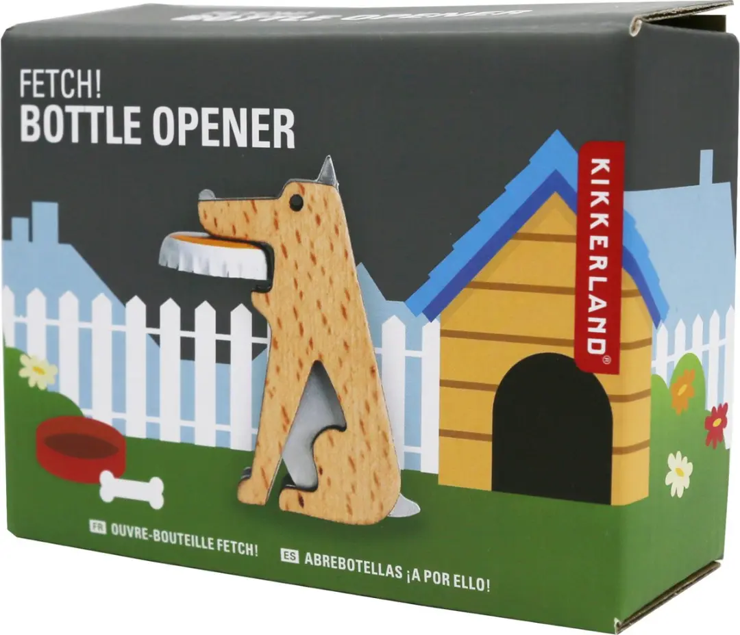 Kikkerland Fetch Flesopener - Bruin - afbeelding 4 van 6