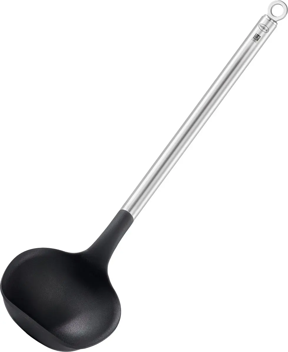 Rösle Basic Line Pollepel 30cm RVS Zilver/Zwart - afbeelding 3 van 5