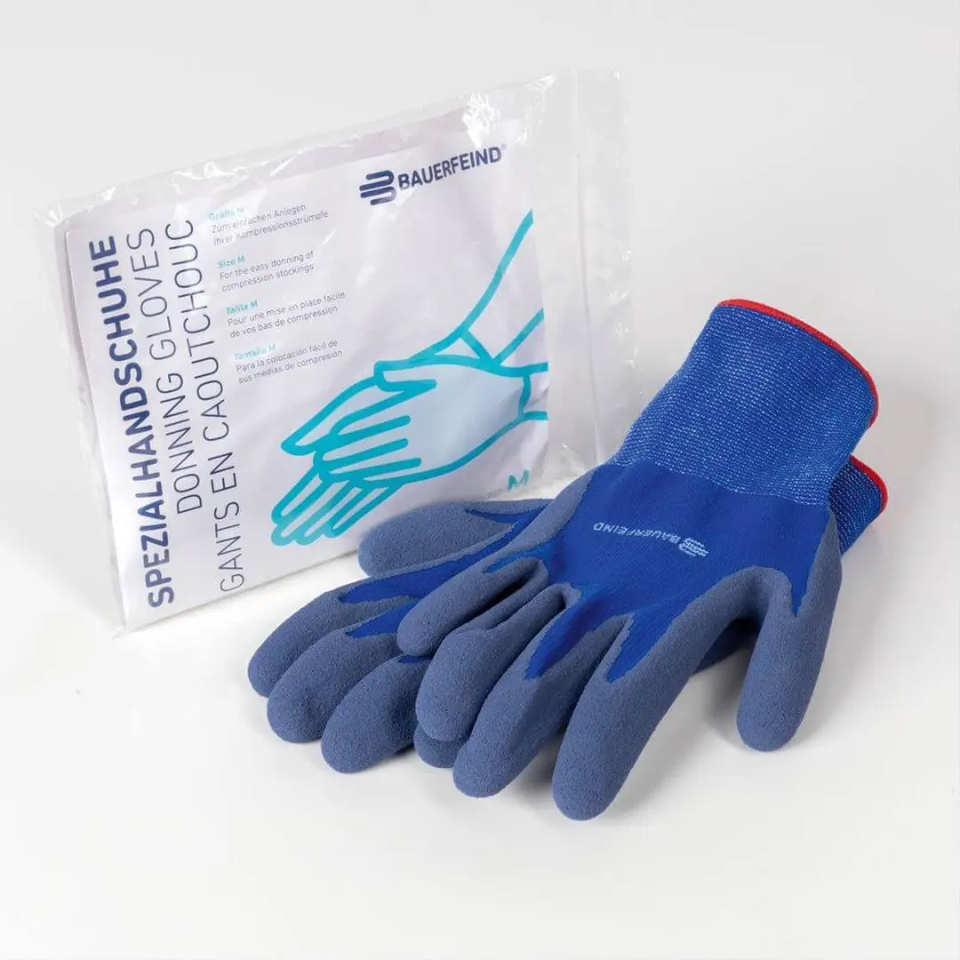 Bauerfeind aantrekhulp handschoenen voor het aantrekken van steunkousen