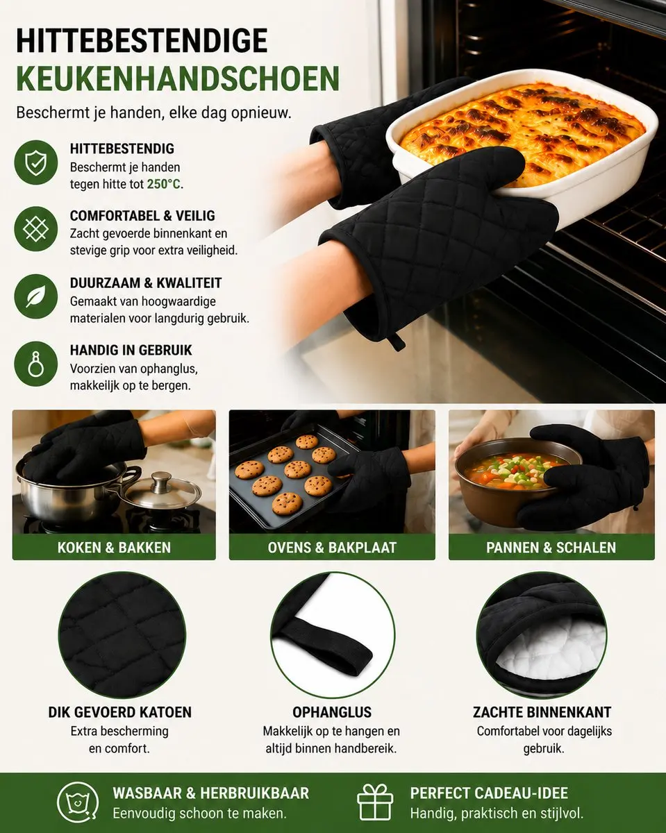 MasterClass Naadloze Siliconen Ovenhandschoen Rood