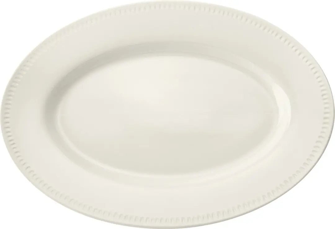 Serveerbord, 39 cm, Ovaal, Keramiek, Crème Wit