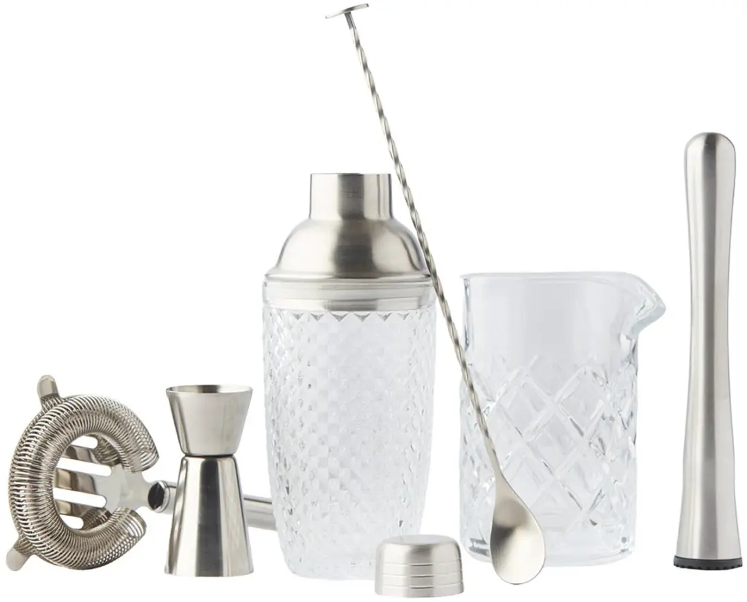 Point-Virgule 6-delige cocktailset van glas en rvs