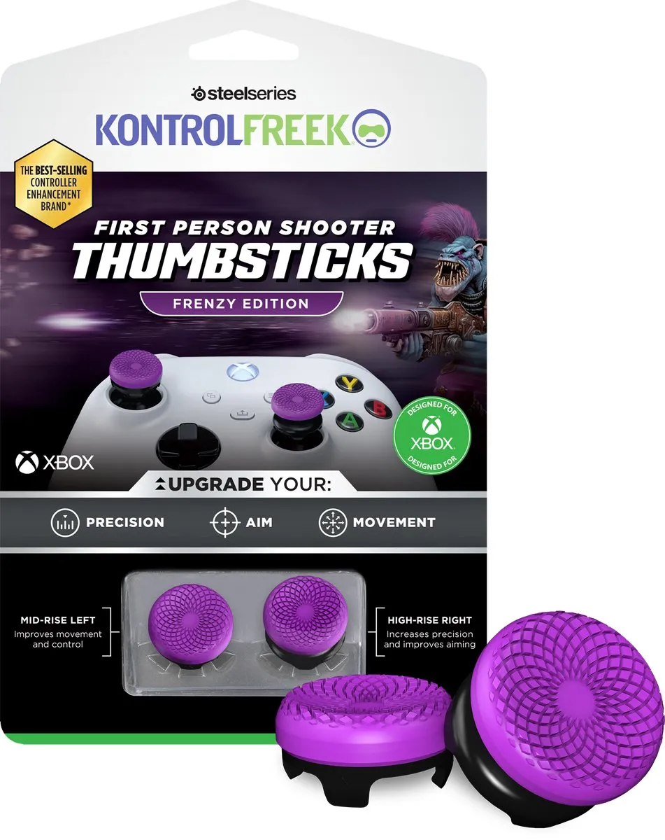 KontrolFreek FPS Freek Frenzy voor Xbox | Performance Thumbsticks | 1 High-Rise, 1 Mid-Rise | Purple/Black