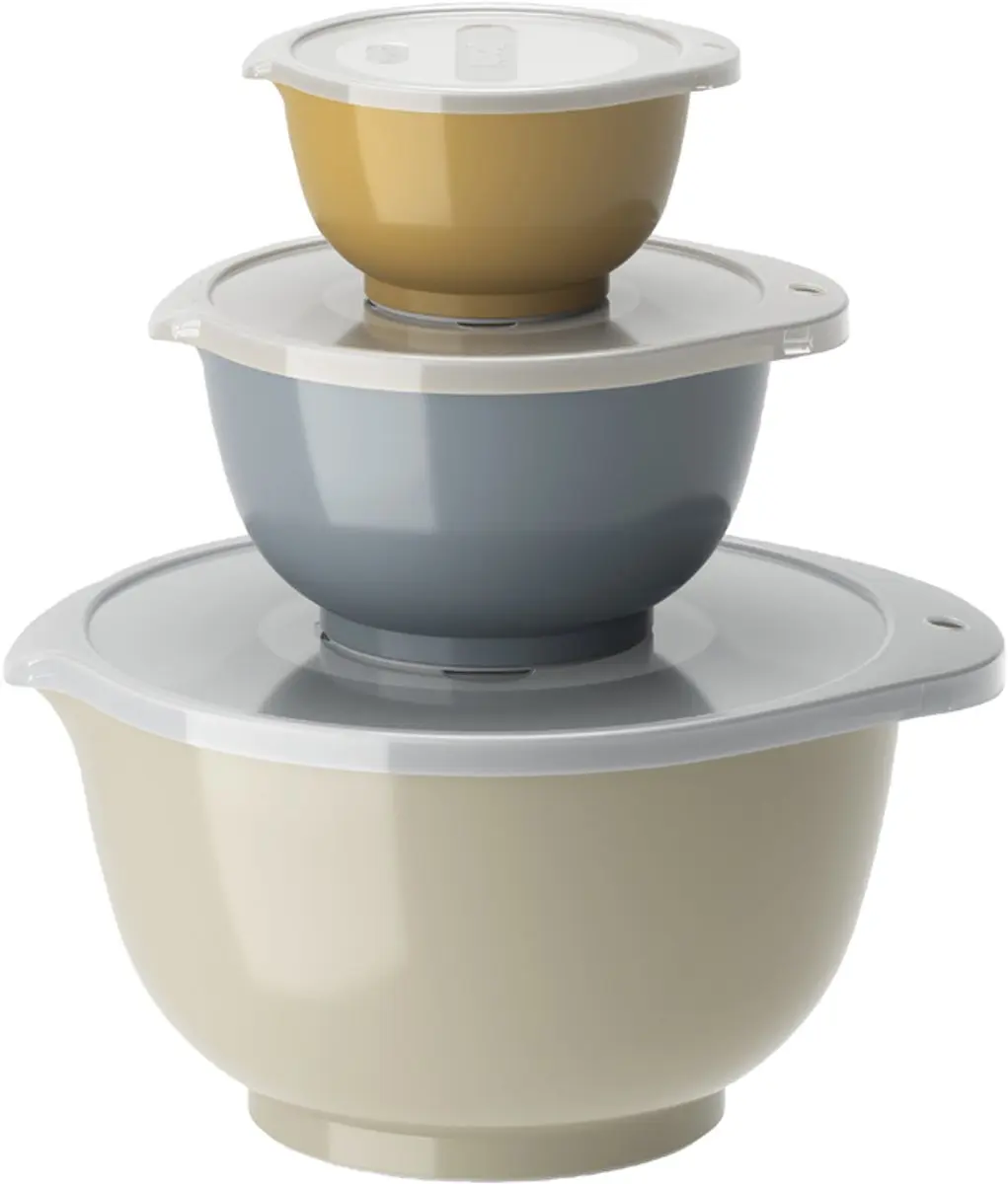 Rosti NEW Margrethe 6-delige mengkom set 0,25 + 0,75 + 3 liter Humus/Dusty blue/
