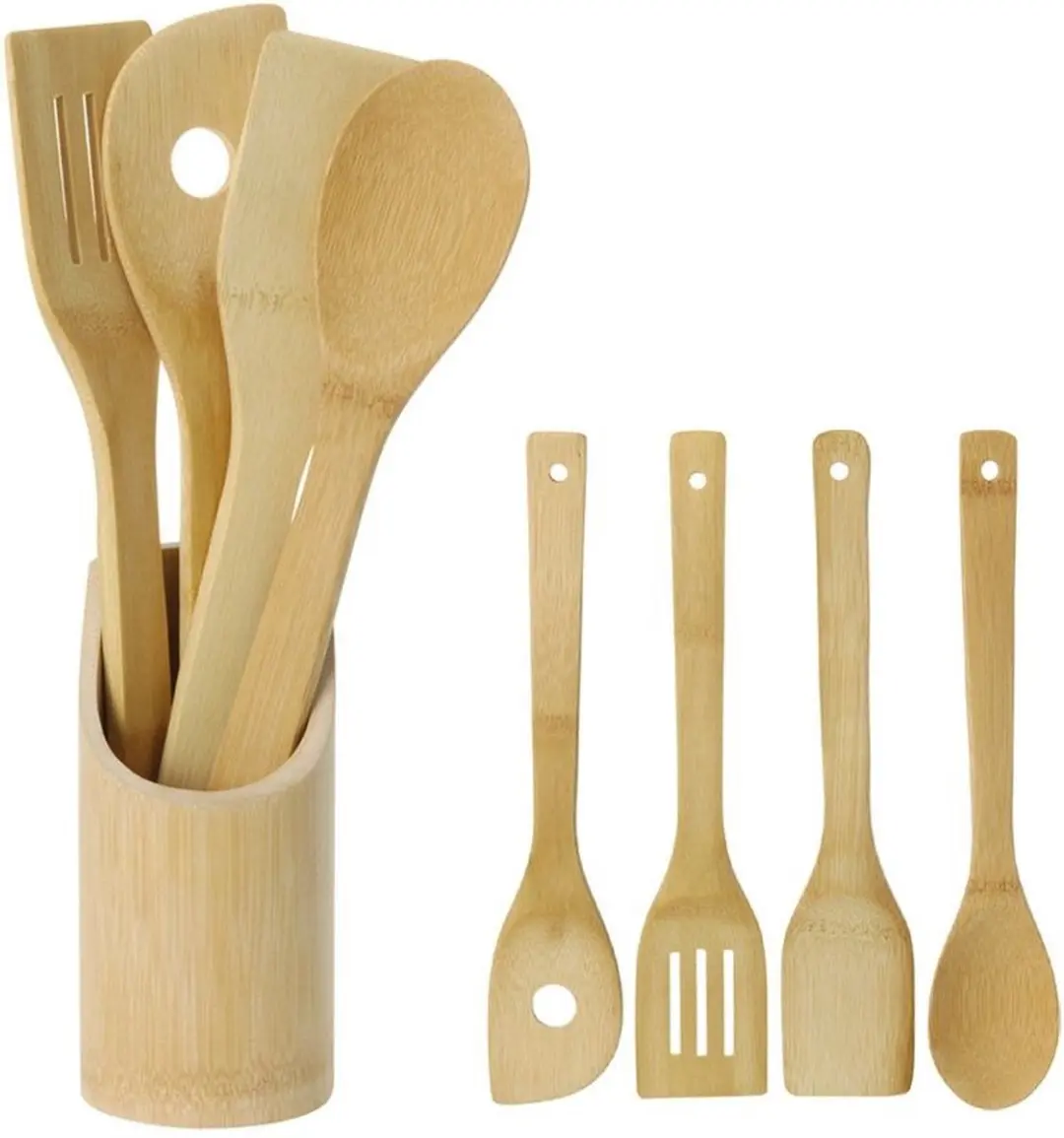 Excellent Houseware Bamboe Spatelset 5-delig - Bruin - afbeelding 6 van 6