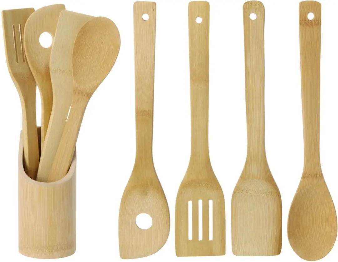 Excellent Houseware Bamboe Spatelset 5-delig - Bruin - afbeelding 5 van 6