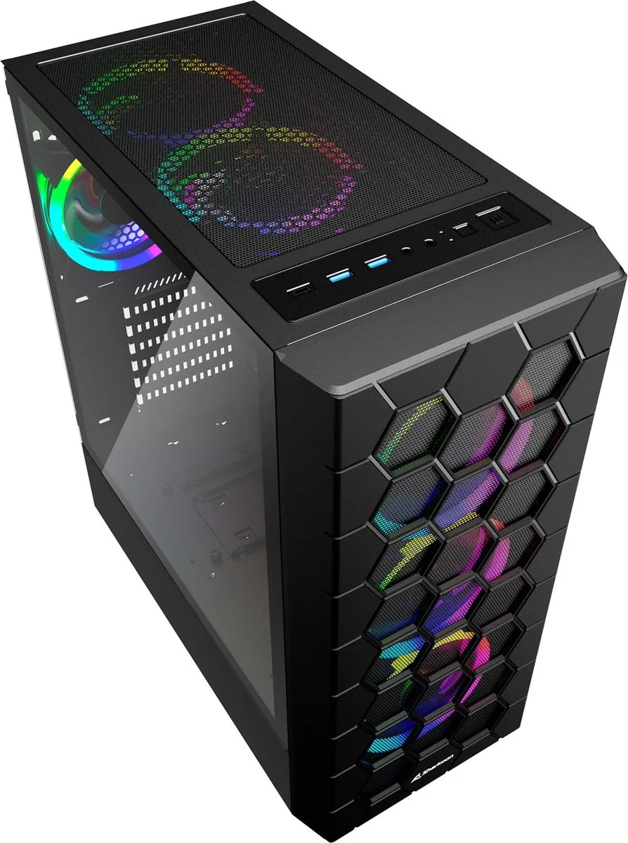 Sharkoon ATX Semi-tower RGB HEX Black - 6x 2.5" / 2x 3.5" - afbeelding 6 van 6