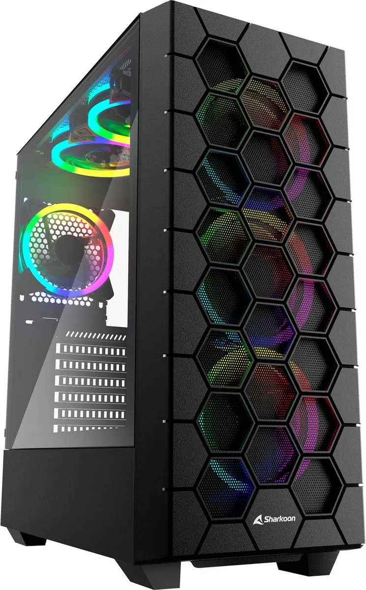 Sharkoon ATX Semi-tower RGB HEX Black - 6x 2.5" / 2x 3.5"