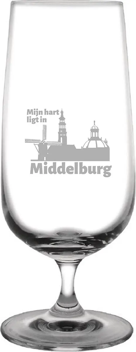 Gegraveerde bierglas op voet 41cl Middelburg