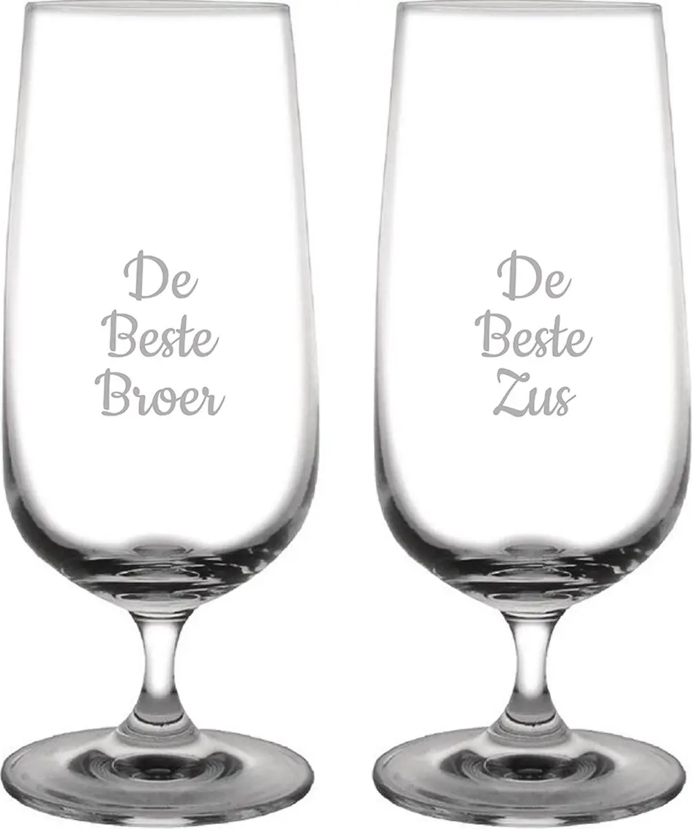 Gegraveerde bierglas op voet 41cl De Beste Broer- De Beste Zus