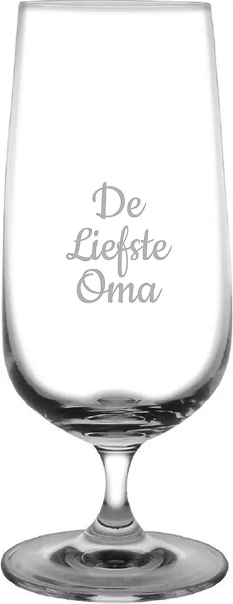 Gegraveerde bierglas op voet 41cl De Liefste Oma