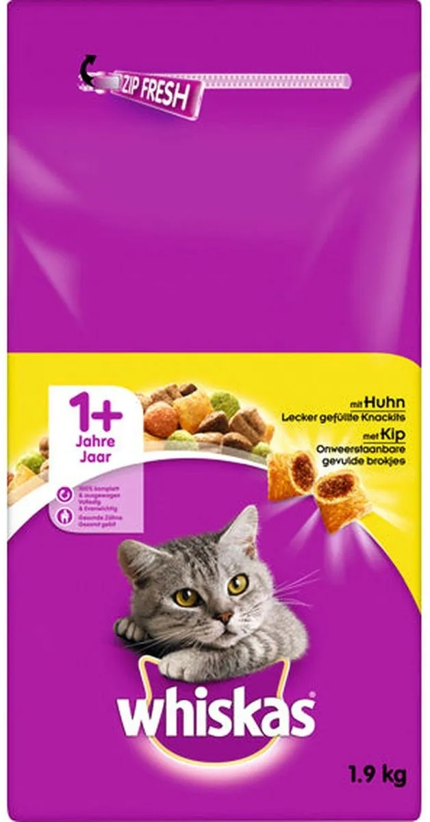 Whiskas Kattenvoer Adult 1+ Kip 1.9kg