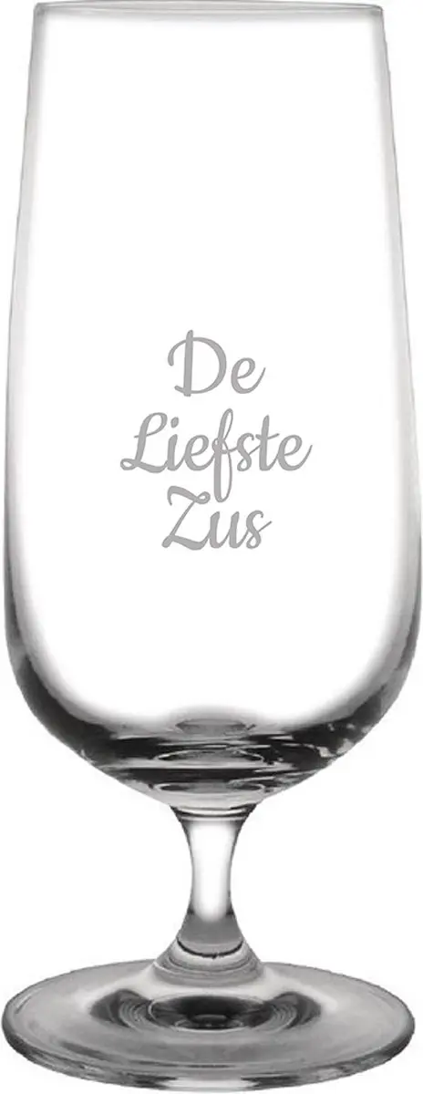 Gegraveerde bierglas op voet 41cl De Liefste Zus