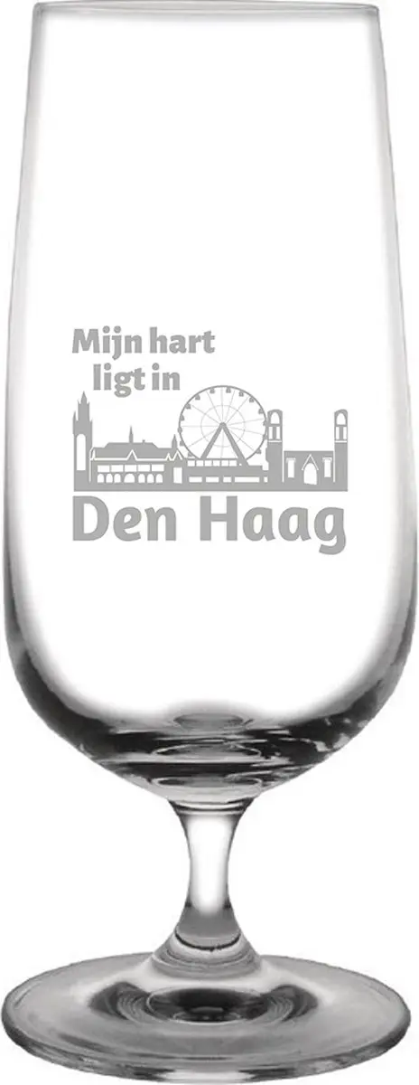 Gegraveerde bierglas op voet 41cl Den Haag