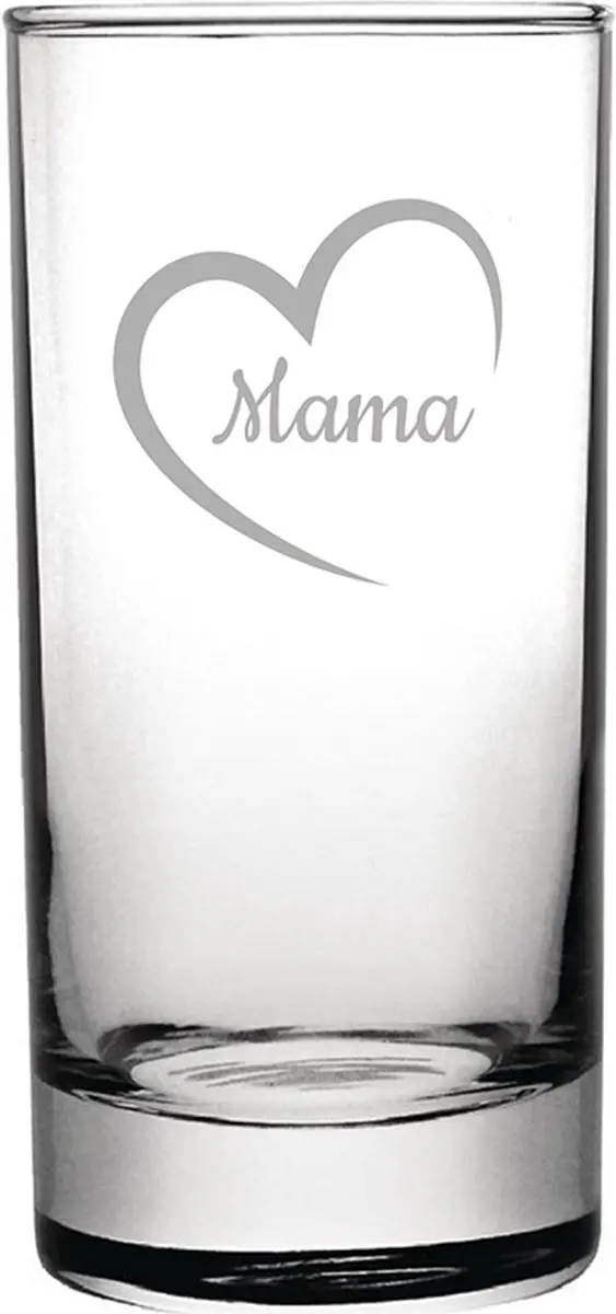 Gegraveerde longdrinkglas 28,5cl Mama met hartje