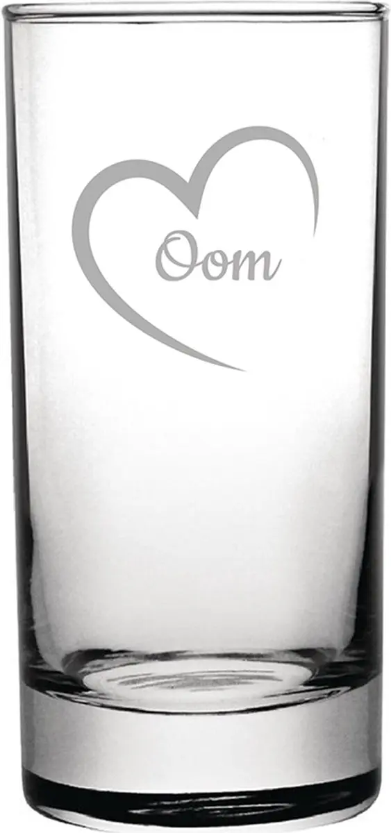 Gegraveerde longdrinkglas 28,5cl Oom met hartje
