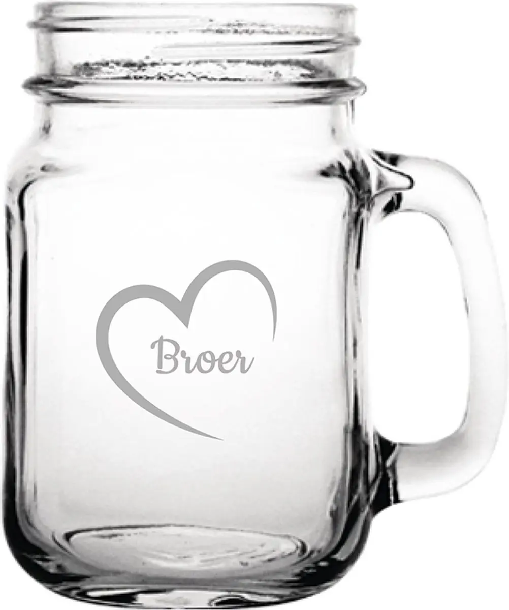Gegraveerde Drinkglas 45cl Broer mei hert