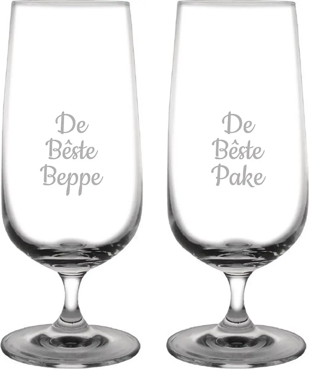 Gegraveerde bierglas op voet 41cl De Bêste Pake-De Bêste Beppe