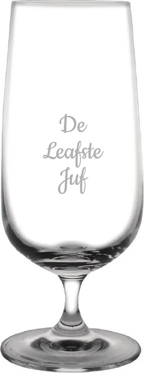 Gegraveerde bierglas op voet 41cl De Leafste Juf
