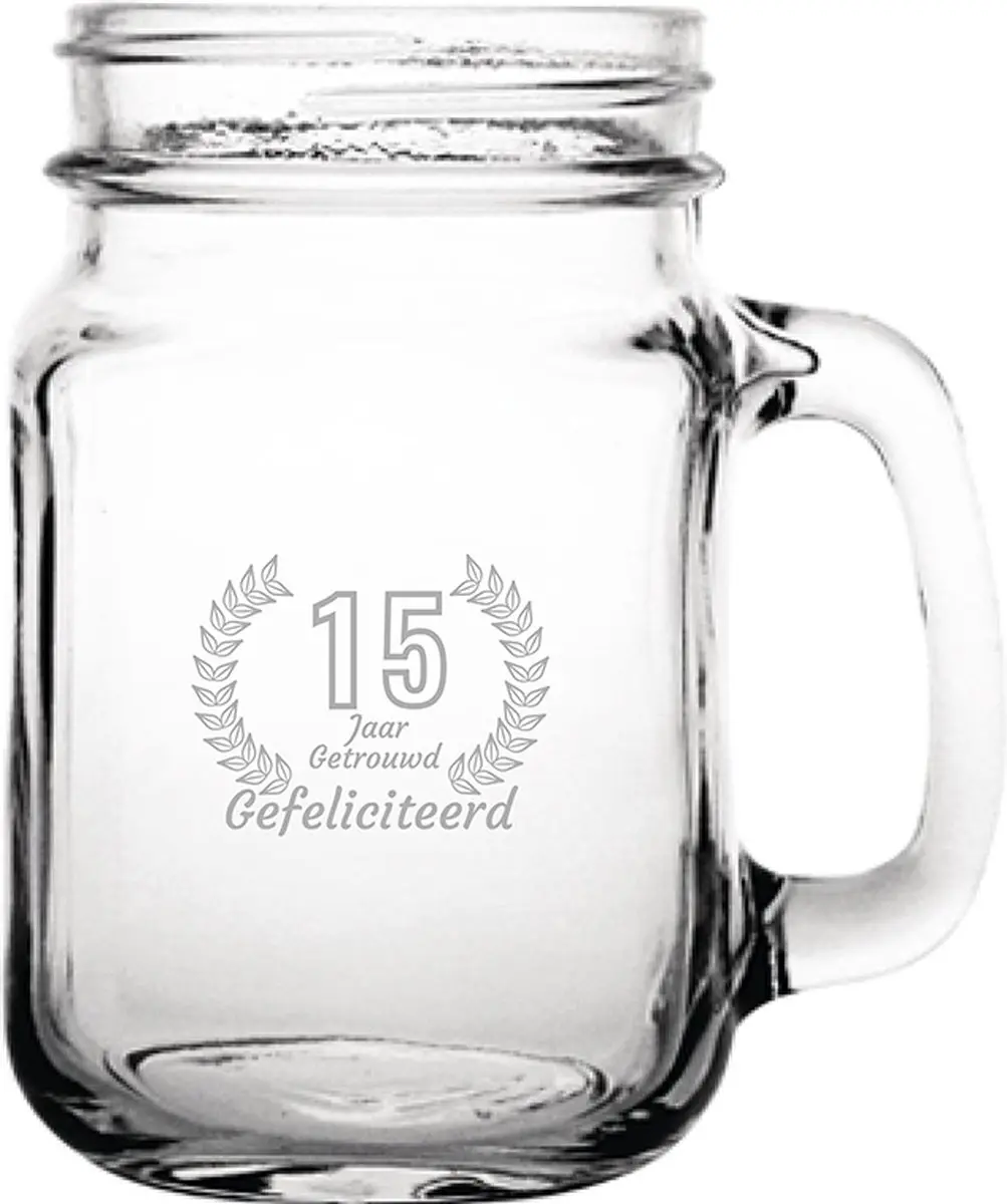 Gegraveerde Drinkglas 45cl Gefeliciteerd 15 jaar getrouwd