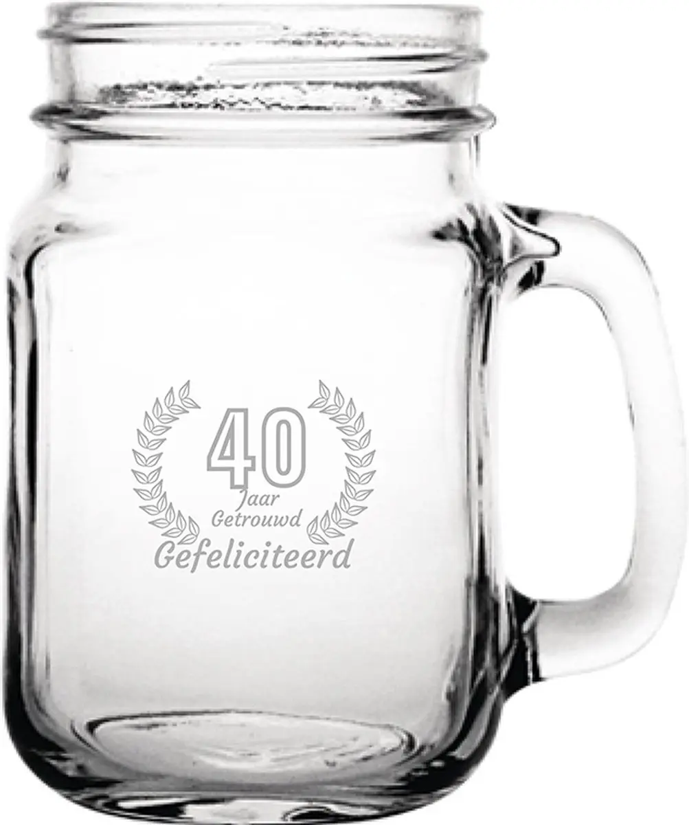Gegraveerde Drinkglas 45cl Gefeliciteerd 40 jaar getrouwd