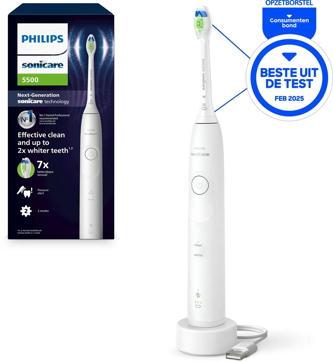 Philips Sonicare 5500 HX7110/01 Elektrische Tandenborstel - Wit