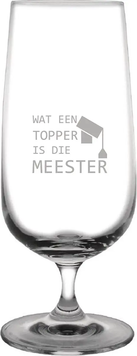 Gegraveerde bierglas op voet 41cl Wat een topper is die meester
