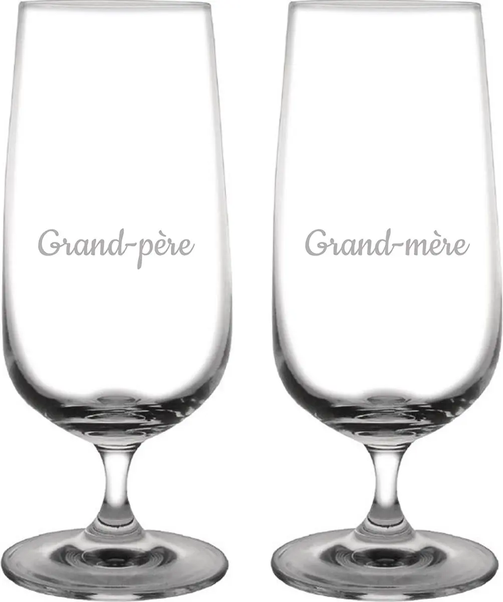 Bierglas op voet gegraveerd