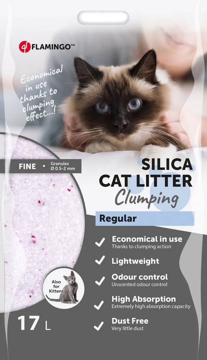 Flamingo Silica Kattenbakvulling Fijn 15L