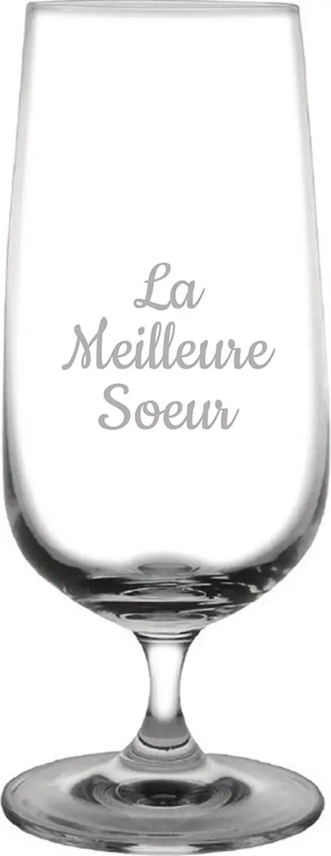 Bierglas op voet gegraveerd