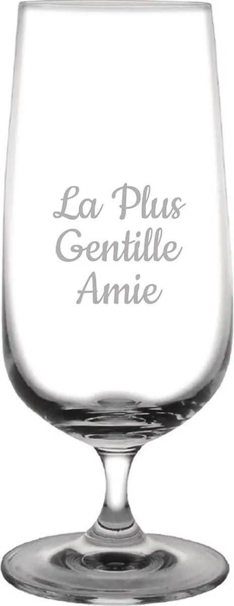 Bierglas op voet gegraveerd