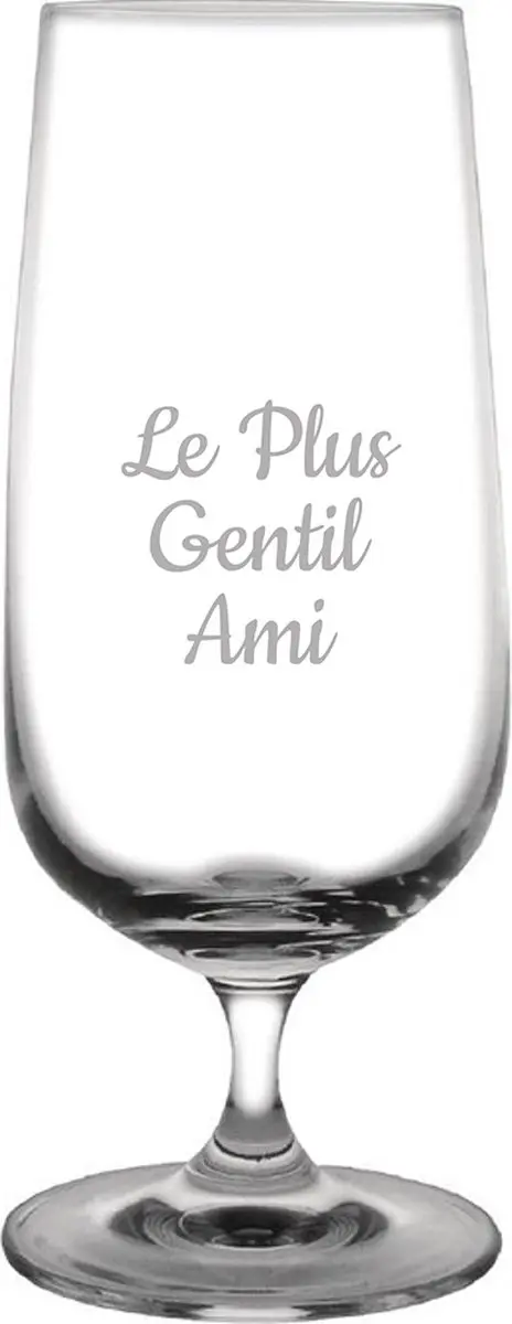 Bierglas op voet gegraveerd
