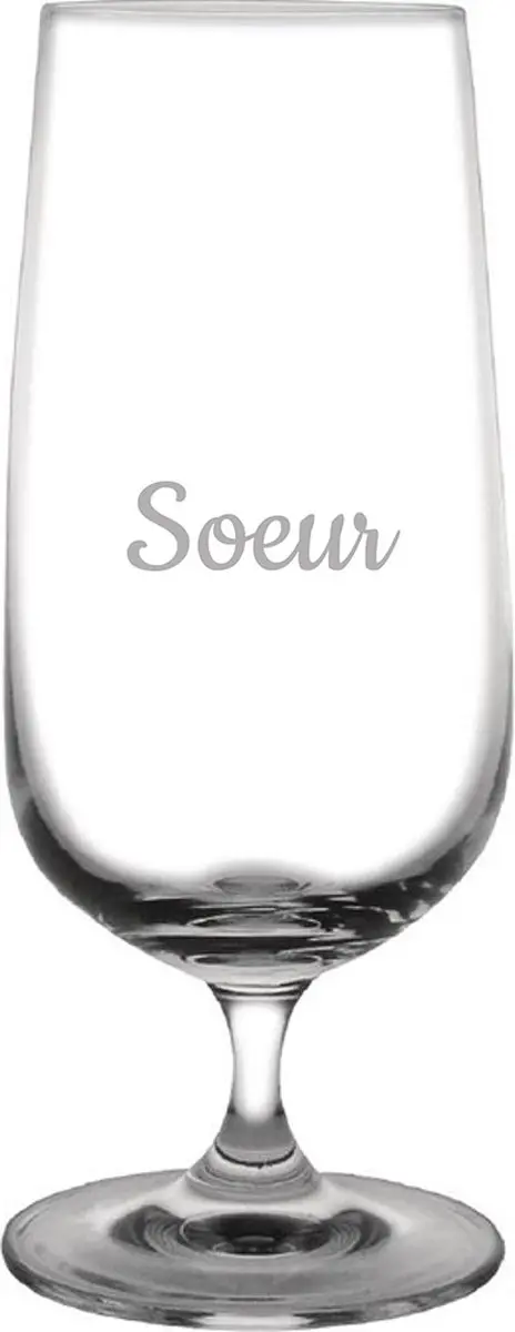 Bierglas op voet gegraveerd