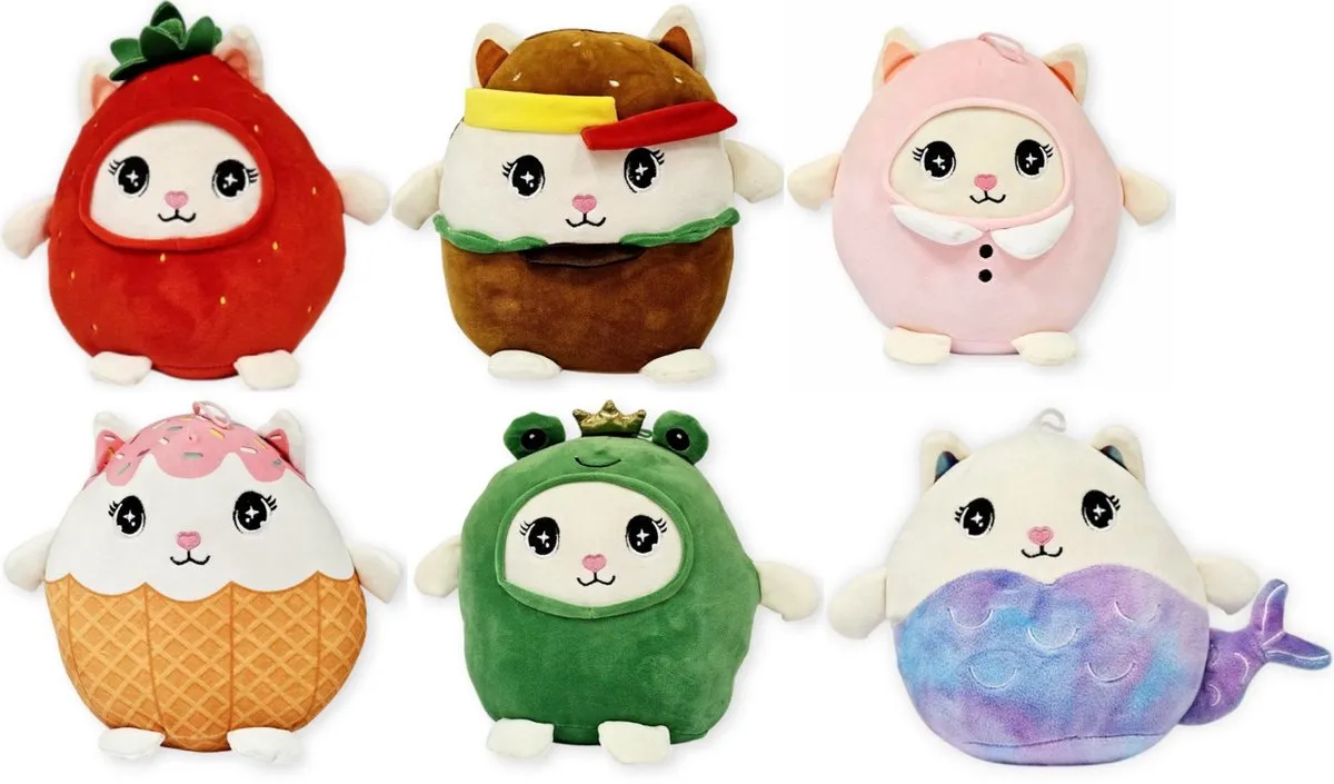 Topknuffels Kat in Burger Onesie Pluche Knuffel 20cm - Burger