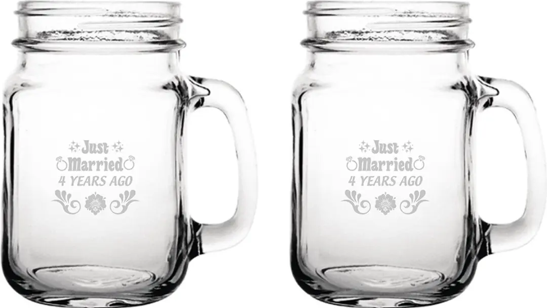 Gegraveerde set drinkglazen 45cl Just Married 4 years ago