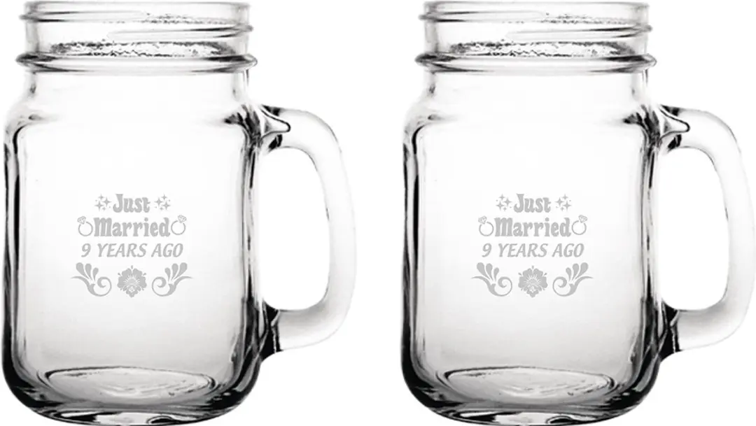 Gegraveerde set drinkglazen 45cl Just Married 9 years ago