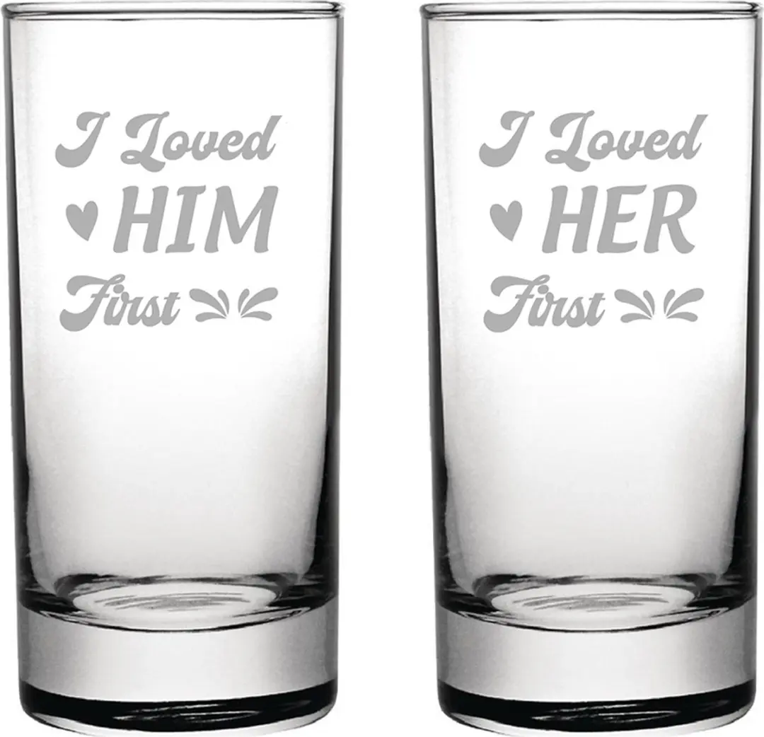 Gegraveerde set Longdrinkglazen 28,5cl I loved him first