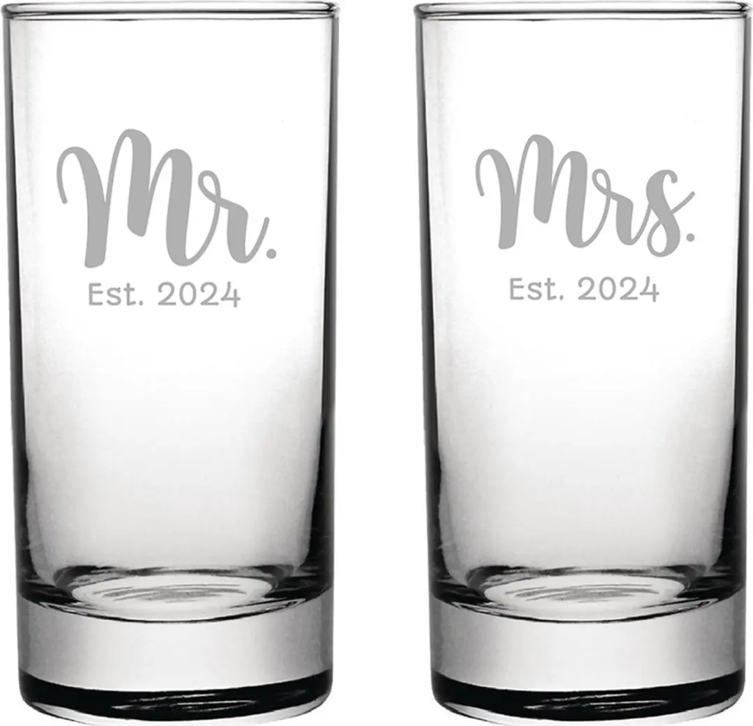 Gegraveerde set longdrinkglazen 28,5cl Mr. Est. 2024