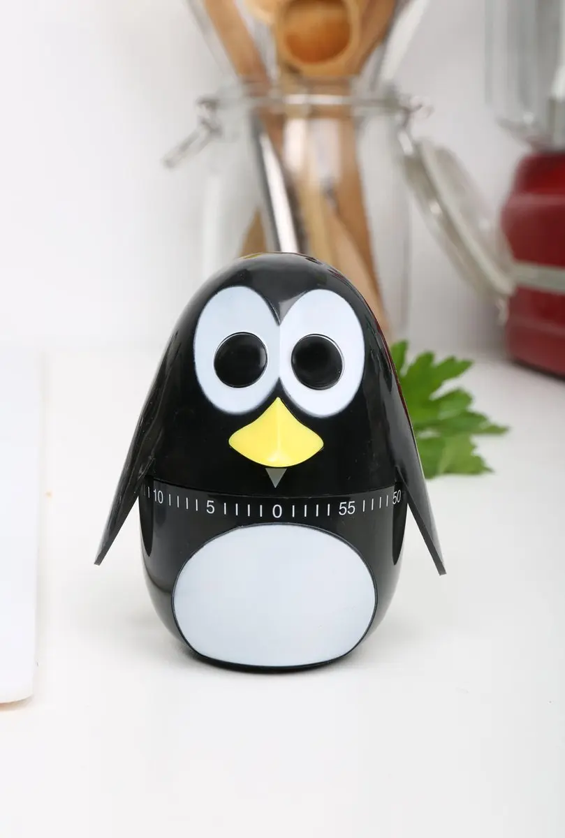 Kikkerland Kookwekker Penguin 60 minuten - Zwart - afbeelding 3 van 6