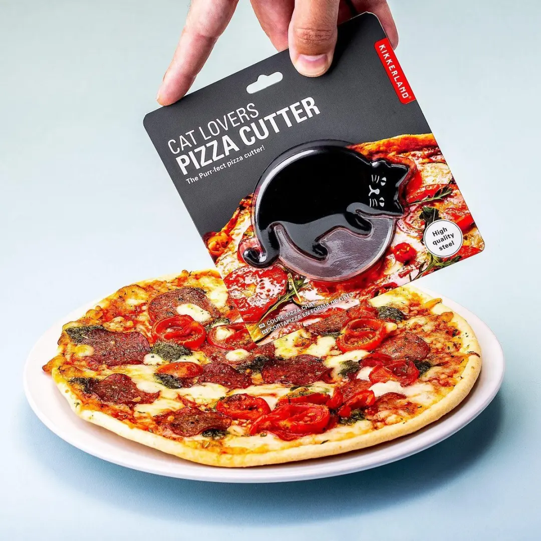 Kikkerland Kat Pizzasnijder - Zwart - afbeelding 4 van 4