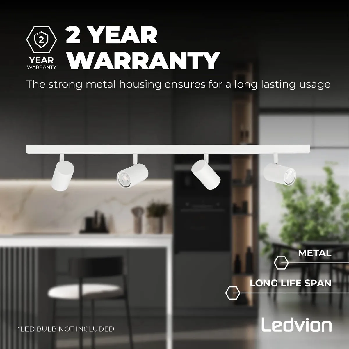 Ledvion LED Plafondspot 4-lichts GU10 Wit - Dimbaar