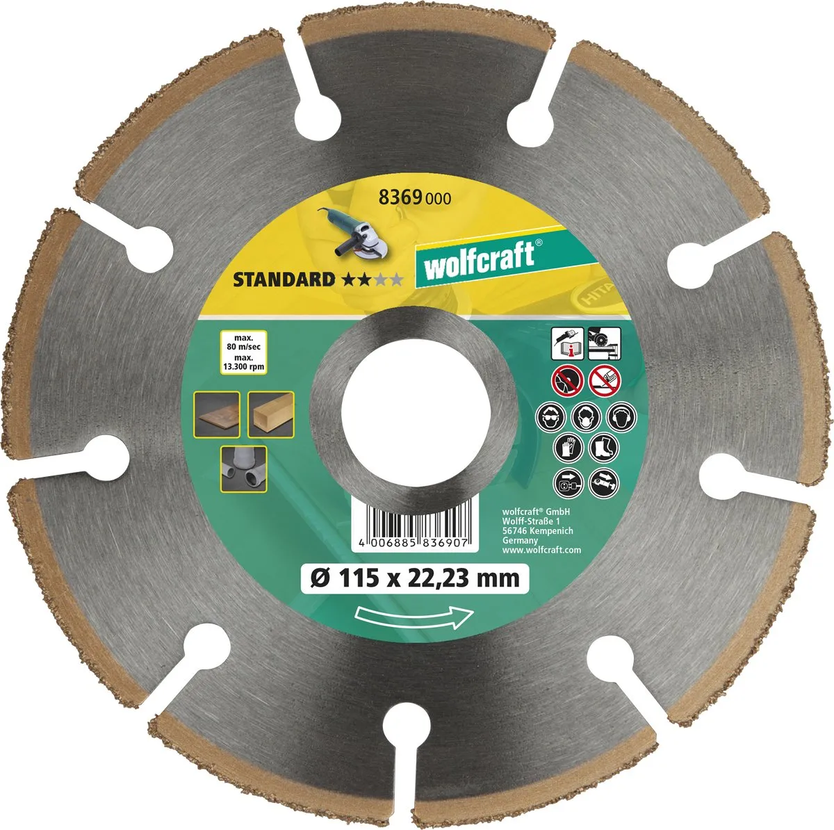 Wolfcraft Hardmetalen Doorslijpschijf 115mm 8369000