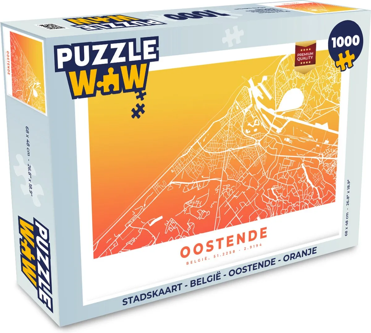 PuzzleWow Stadskaart België Oostende Legpuzzel 1000 Stuks