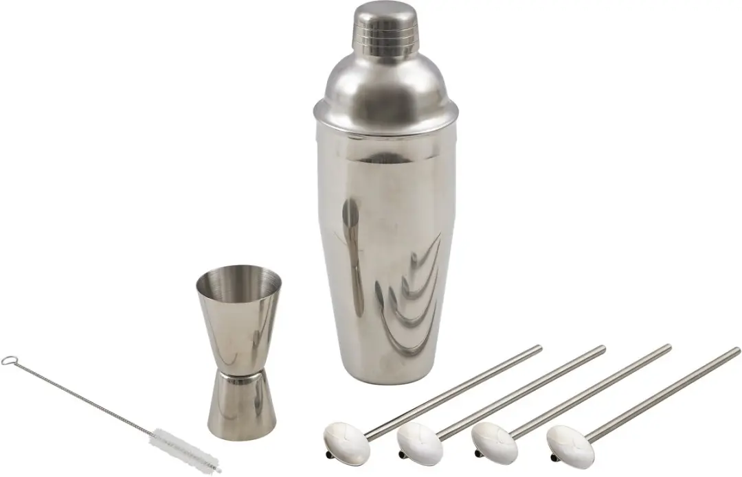 Point-Virgule cocktailset met Cobbler shaker, cocktailmaatje en set van 4 rietje