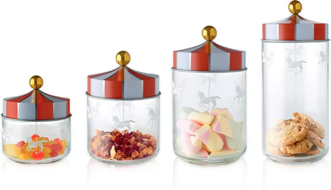 Alessi Circus voorraadpot Large - Rood/Wit - afbeelding 3 van 6