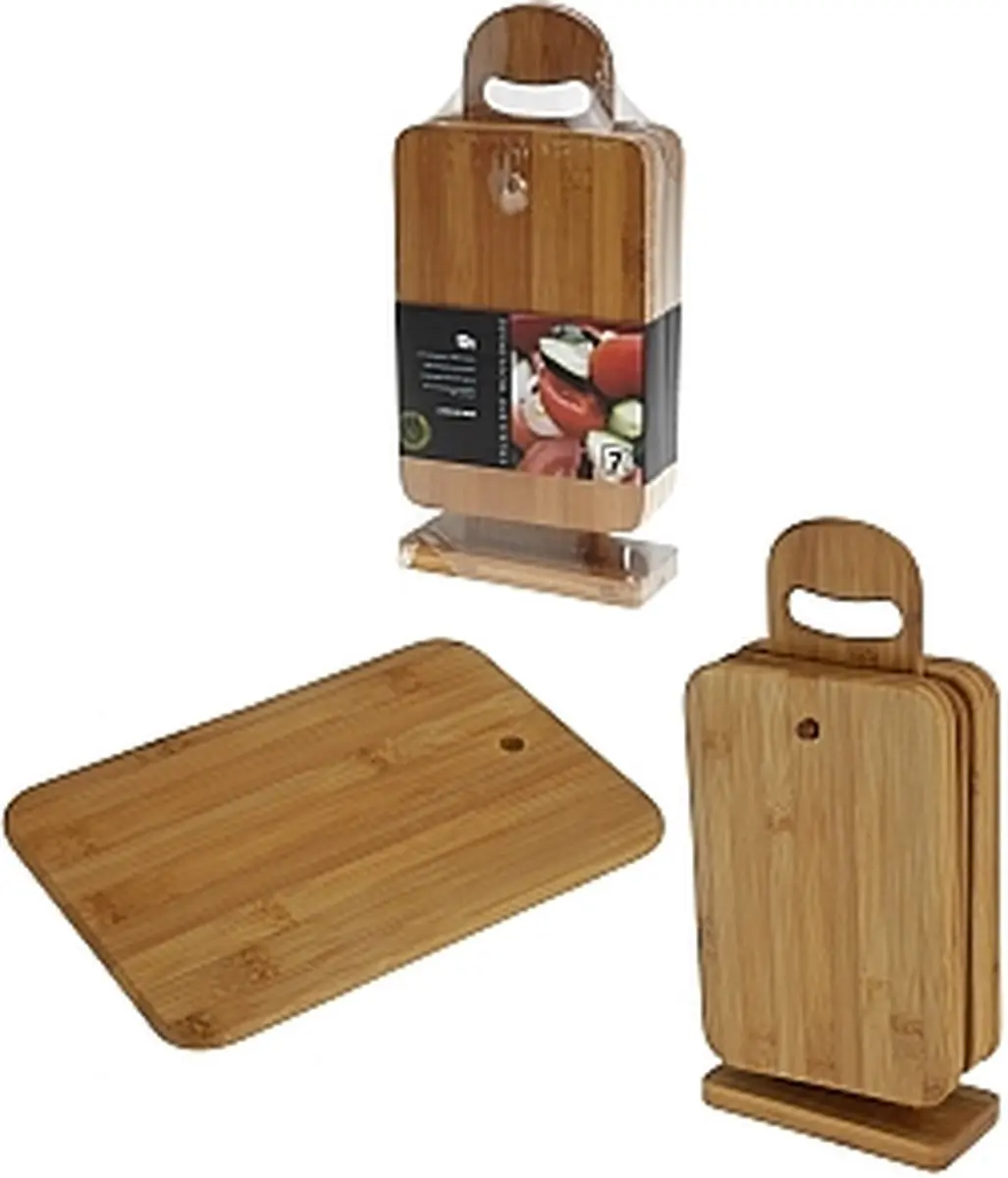 Excellent Houseware Snijplankenset bamboe 6-delig bruin - afbeelding 6 van 6