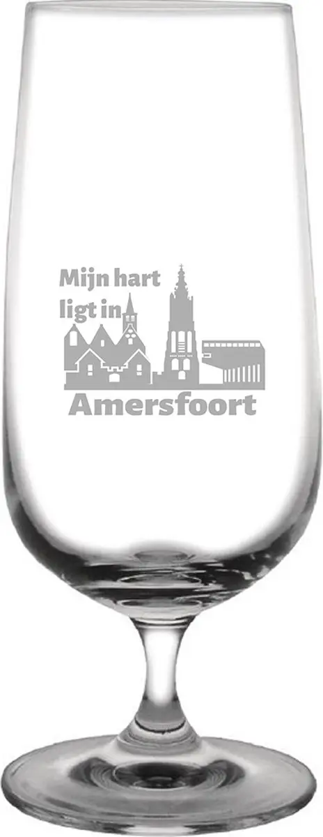 Gegraveerde bierglas op voet 41cl Amersfoort